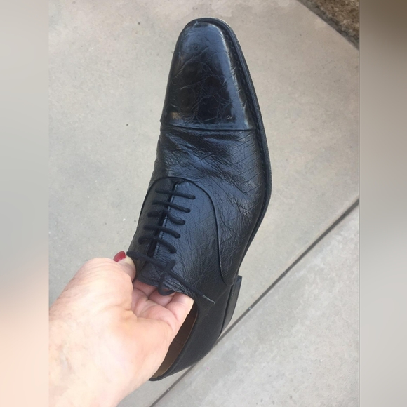 Ugo Vasare Gaelic Goodyear Welt Cap Toe Navy Dress Shoes